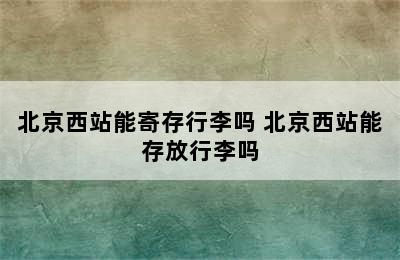 北京西站能寄存行李吗 北京西站能存放行李吗